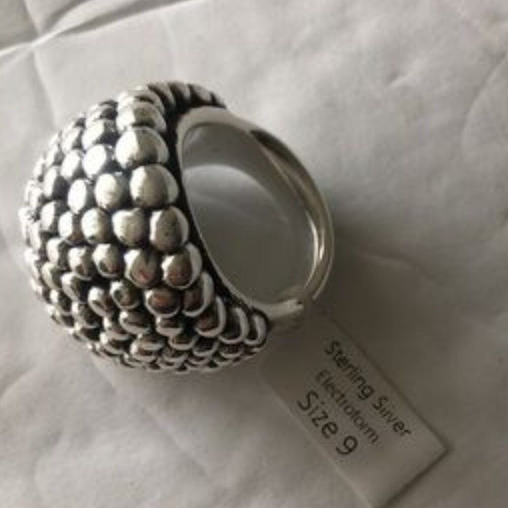 Indigo Falls Sterling Silver Electroform Popcorn Ring Sz. 9